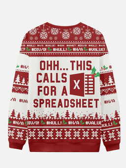 Ugly Christmas Sweater Spreadsheet Excel Spreadsheet Sweatshirt