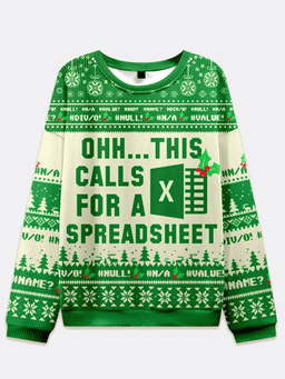 Ugly Christmas Sweater Spreadsheet Excel Spreadsheet Sweatshirt