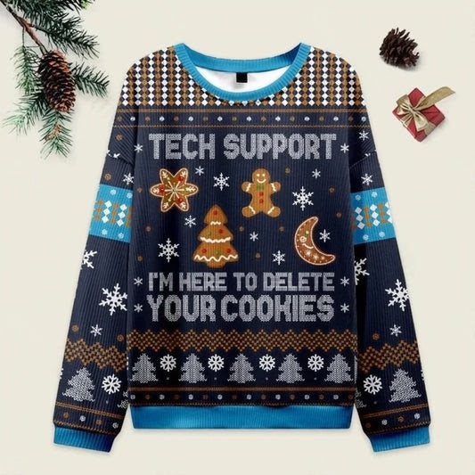 Ugly Christmas Sweater Tech Support Cookie Sweatshirt
