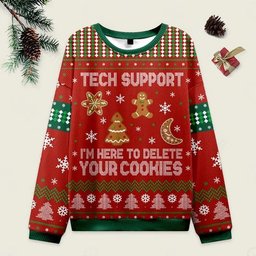 Tech Support I'm Here To Delete Your Cookie Ugly Christmas Sweater