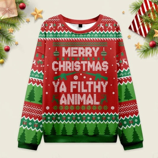 Ugly Christmas Sweater Ya Filthy Animal Sweatshirt