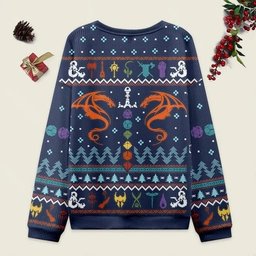 Ugly Christmas Sweater DND Dragon Dice Weapon Dark Blue Sweatshirt