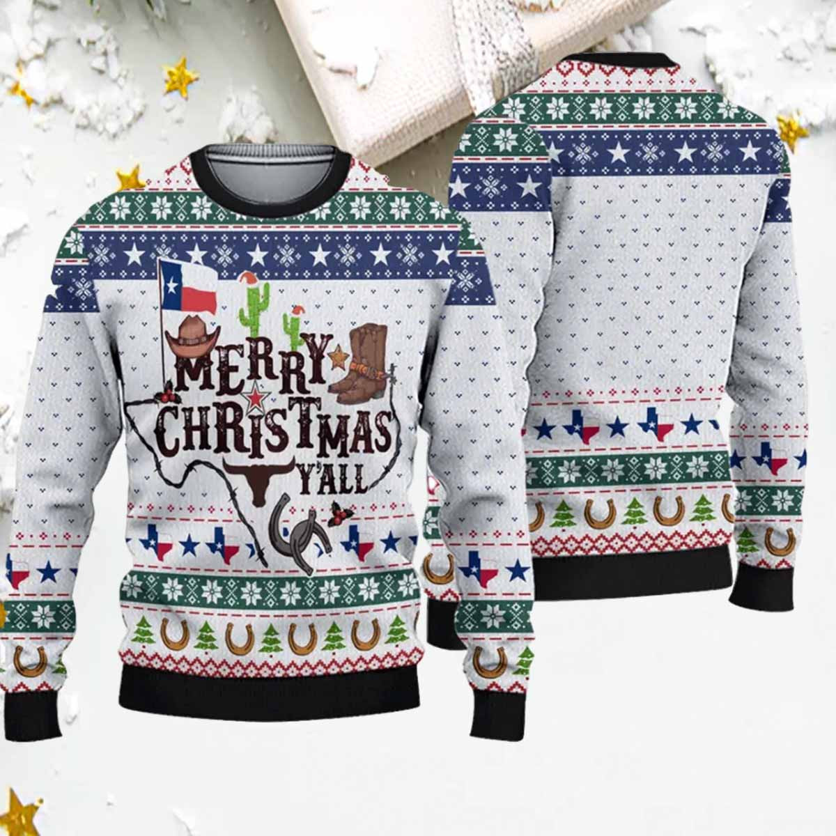 Merry Christmas Y'all Texas Ugly Christmas Sweater