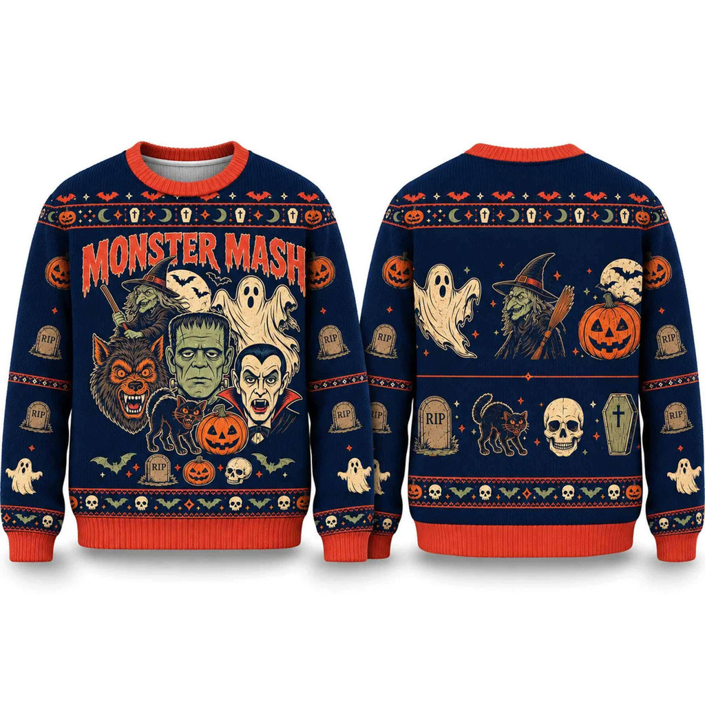 Monster Mash Halloween 2026 Spooky Ugly Sweater for Halloween Fans