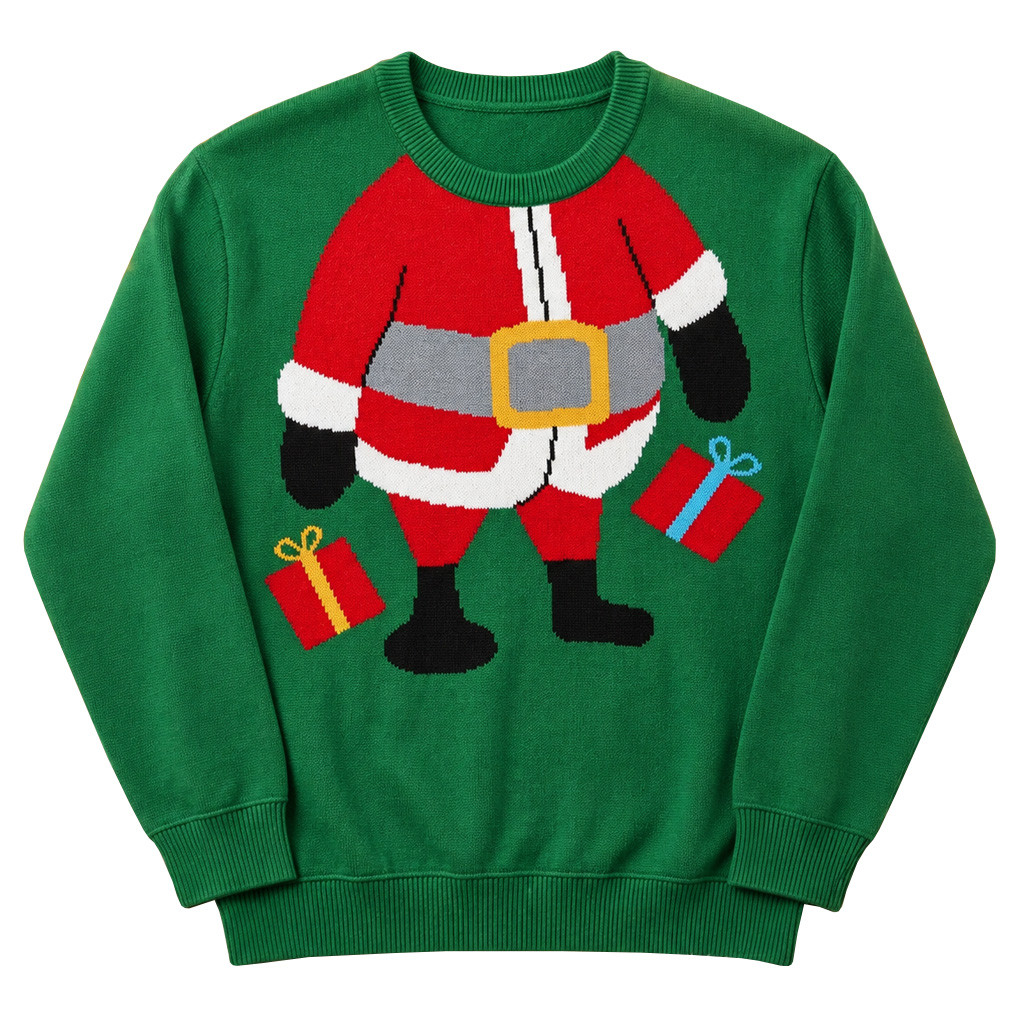 Christmas 2026 Funny Santa Green Ugly Sweater