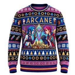 Jinx and Vi Crystal City Purple 2026 League Of Legends Christmas Arcane Ugly Sweater