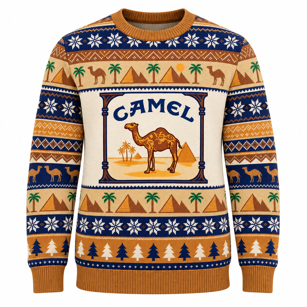 Cigarette Camel And Pyramids Desert 2026 Christmas Ugly Sweater
