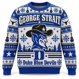 George Strait x Duke Blue Devils Football Ugly Sweater