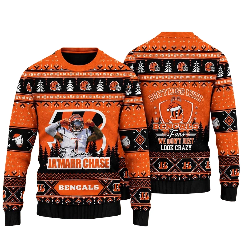 Cincinnati Bengals Dont Mess With Bengals 2026 Orange Ugly Christmas Sweater