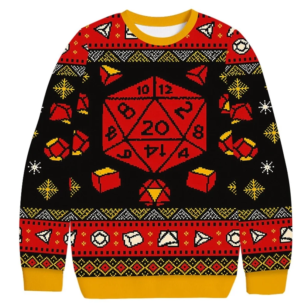 Dungeons And Dragons Dice Game Christmas Ugly Sweater