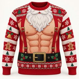 Santa Claus Six Pack Body Ugly Christmas Sweater 2026 for Holiday Fans