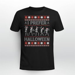I Prefer Halloween Ugly Christmas Sweater Dancing Skeletons