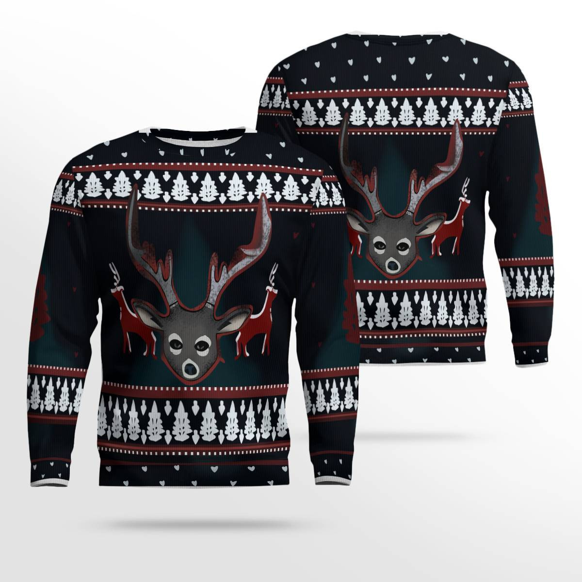Alan Wake Reindeer Head Ugly Christmas Sweater