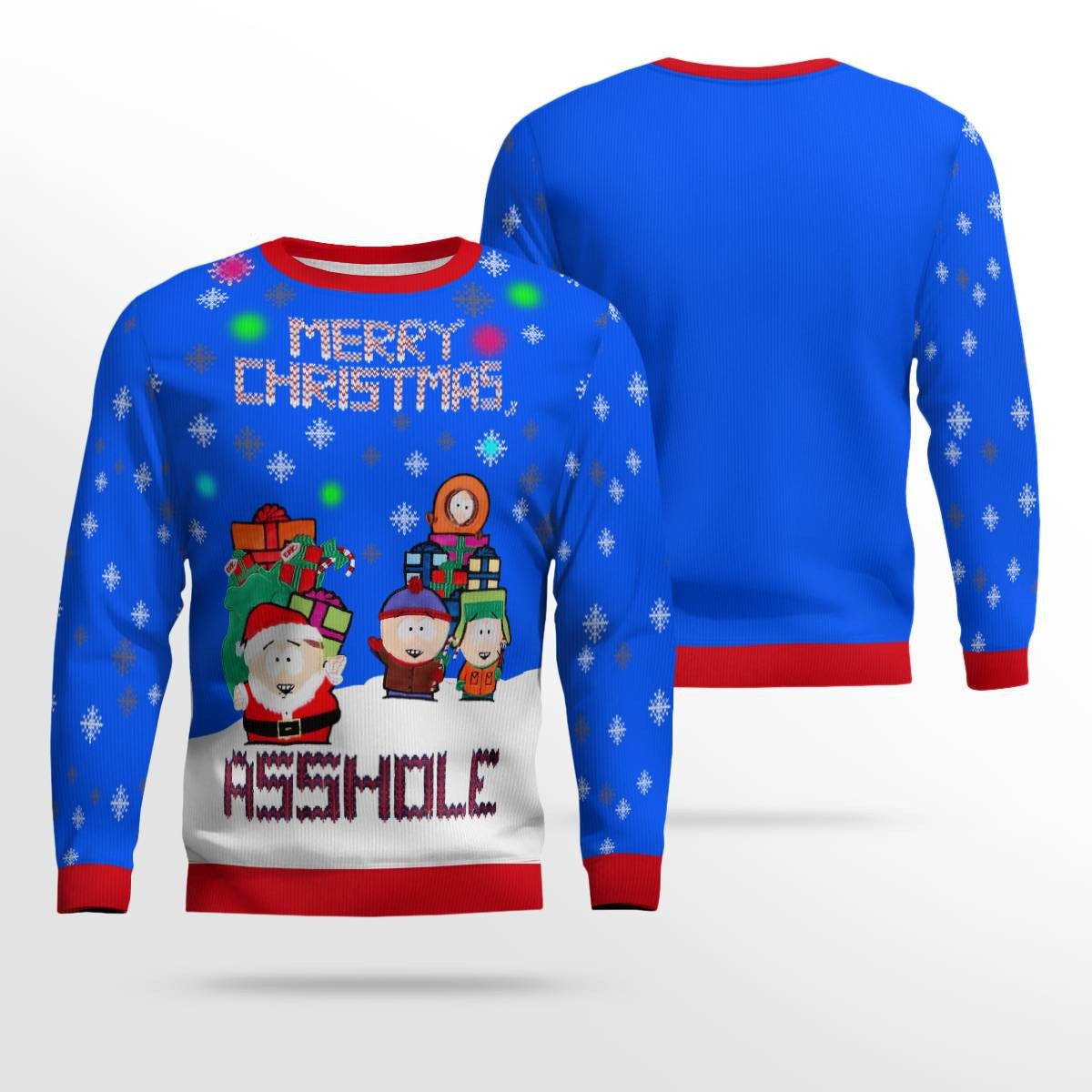 South Park Merry Christmas Asshole Ugly Christmas Sweater Blue