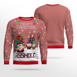 South Park Merry Christmas Asshole Ugly Christmas Sweater Mocha Mousse