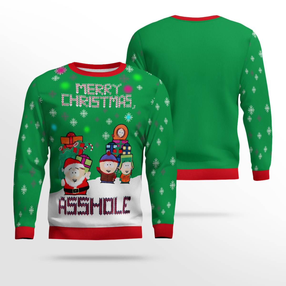 South Park Merry Christmas Asshole Ugly Christmas Sweater Green