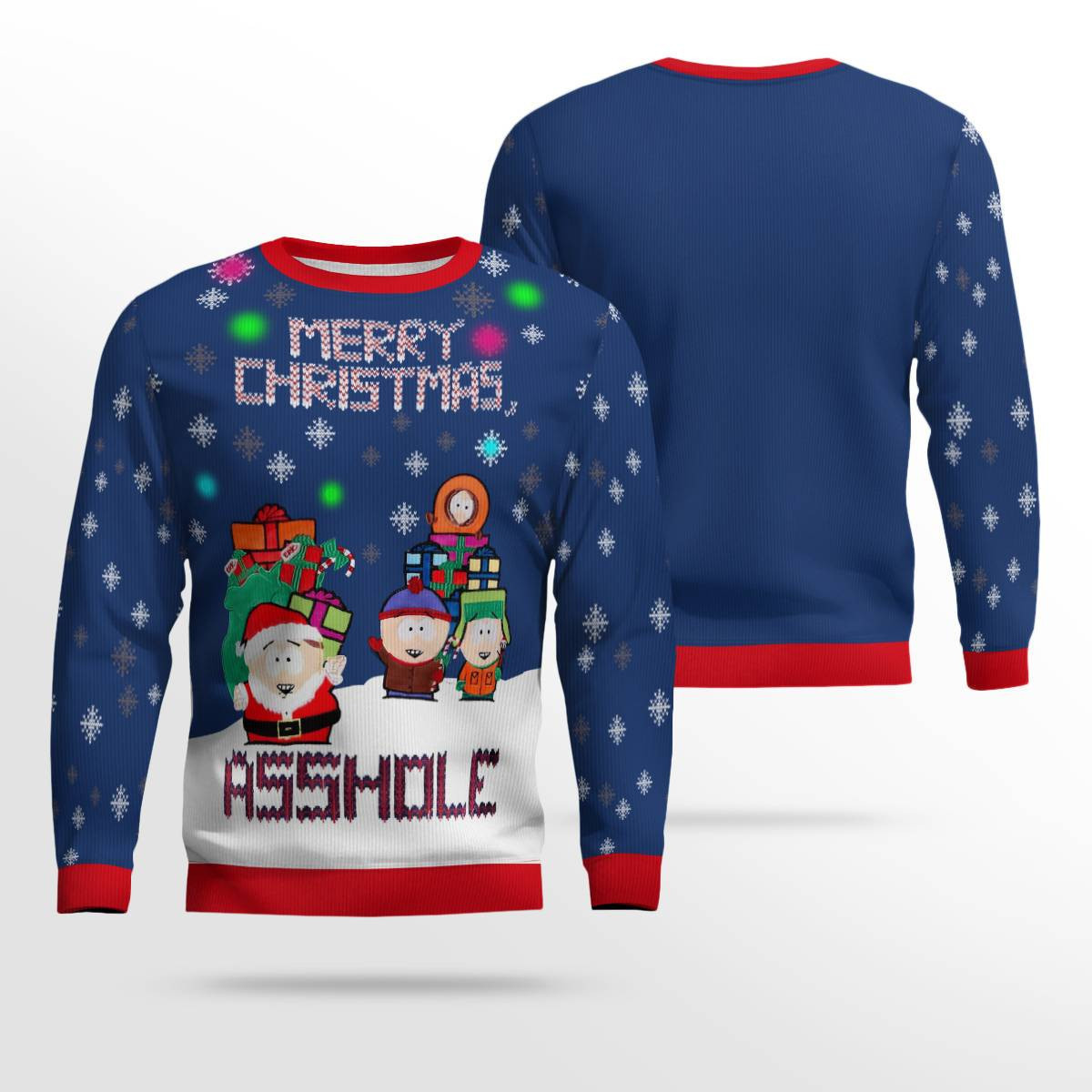 South Park Merry Christmas Asshole Ugly Christmas Sweater Navy