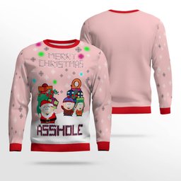 South Park Merry Christmas Asshole Ugly Christmas Sweater Powder Pink
