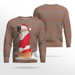 Selfie Santa Ass Ugly Christmas Sweater Mocha Mousse