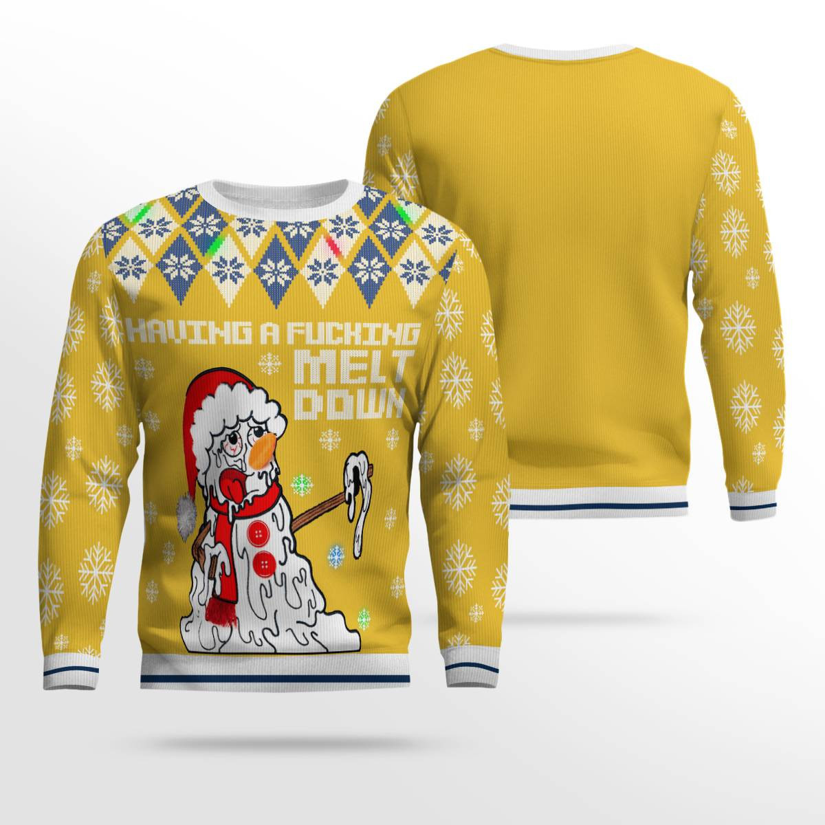 Having A Fucking Meltdown Ugly Christmas Sweater Gold Metallic