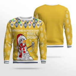 Having A Fucking Meltdown Ugly Christmas Sweater Gold Metallic