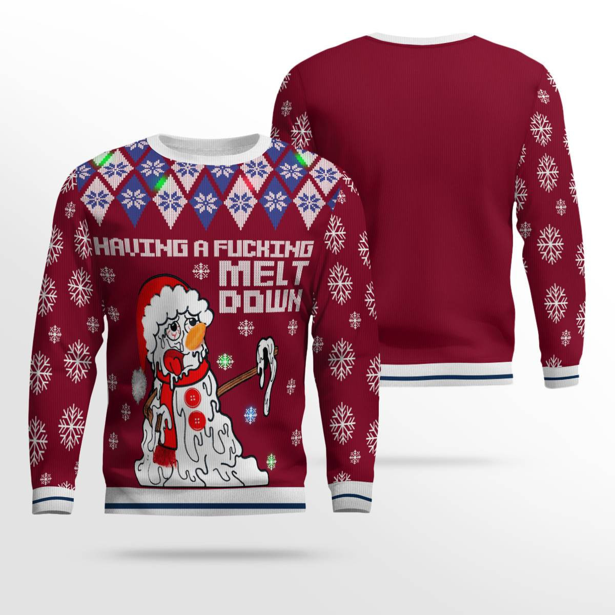 Having A Fucking Meltdown Ugly Christmas Sweater Burgundy