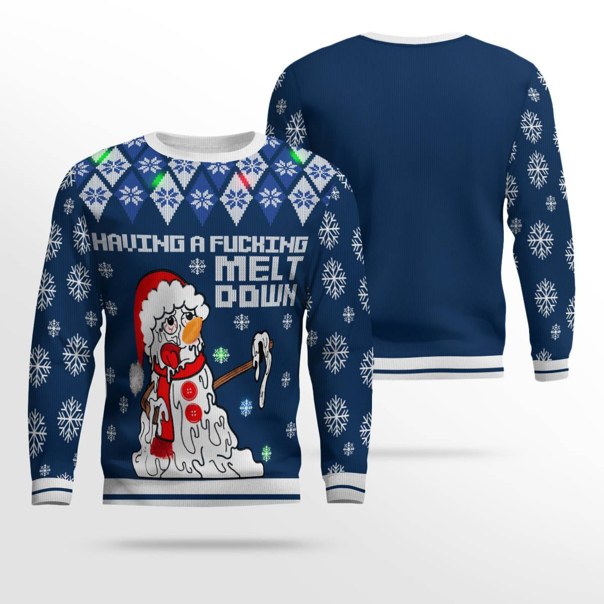 Having A Fucking Meltdown Ugly Christmas Sweater Navy