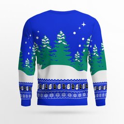Funny Santa Sits On The Chimney Ugly Christmas Sweater Blue - Skullridding