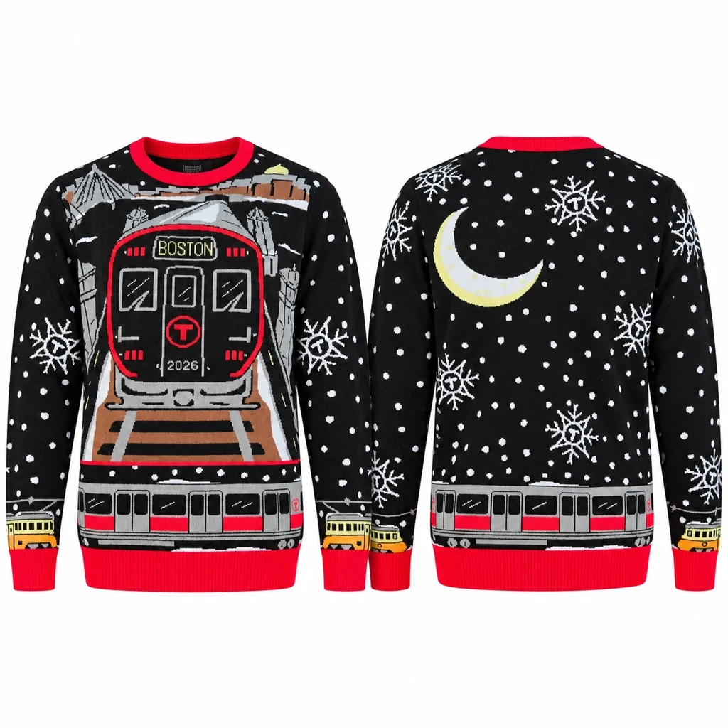 Boston MBTA Subway Train Christmas 2026 Ugly Sweater
