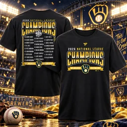 Milwaukee Brewers Black 2026 National League Champions Roster Shirt