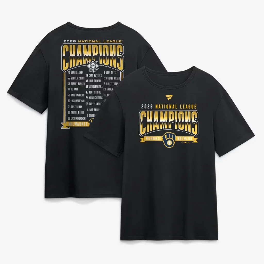 Milwaukee Brewers Black 2026 National League Champions Roster Shirt