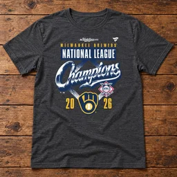 Milwaukee Brewers Heather Charcoal 2026 National League Champions Locker Room Shirt