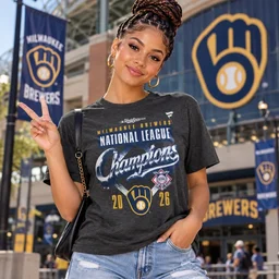Milwaukee Brewers Heather Charcoal 2026 National League Champions Locker Room Shirt