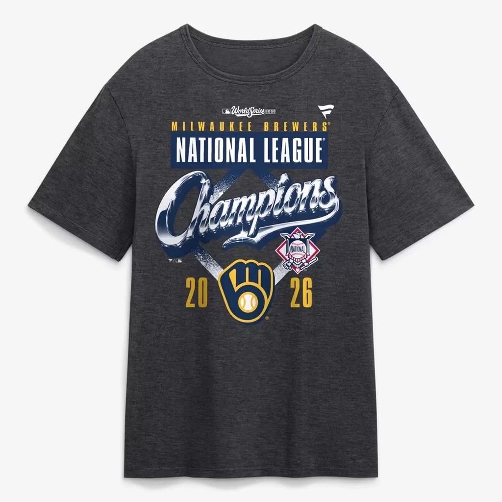 Milwaukee Brewers Heather Charcoal 2026 National League Champions Locker Room Shirt