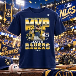 Milwaukee Brewers Jake Bauers Navy 2026 National League Championship Series MVP Shirt