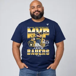 Milwaukee Brewers Jake Bauers Navy 2026 National League Championship Series MVP Shirt