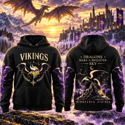 Minnesota Vikings x Fourth Wing Night 2026 Black Graphic Hoodie for Football and Fourth Wing Fans