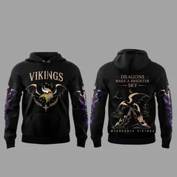 Minnesota Vikings x Fourth Wing Night 2026 Black Graphic Hoodie for Football and Fourth Wing Fans