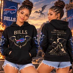Buffalo Bills x Fourth Wing Night 2026 Black Graphic Hoodie for Football and Fourth Wing Fans