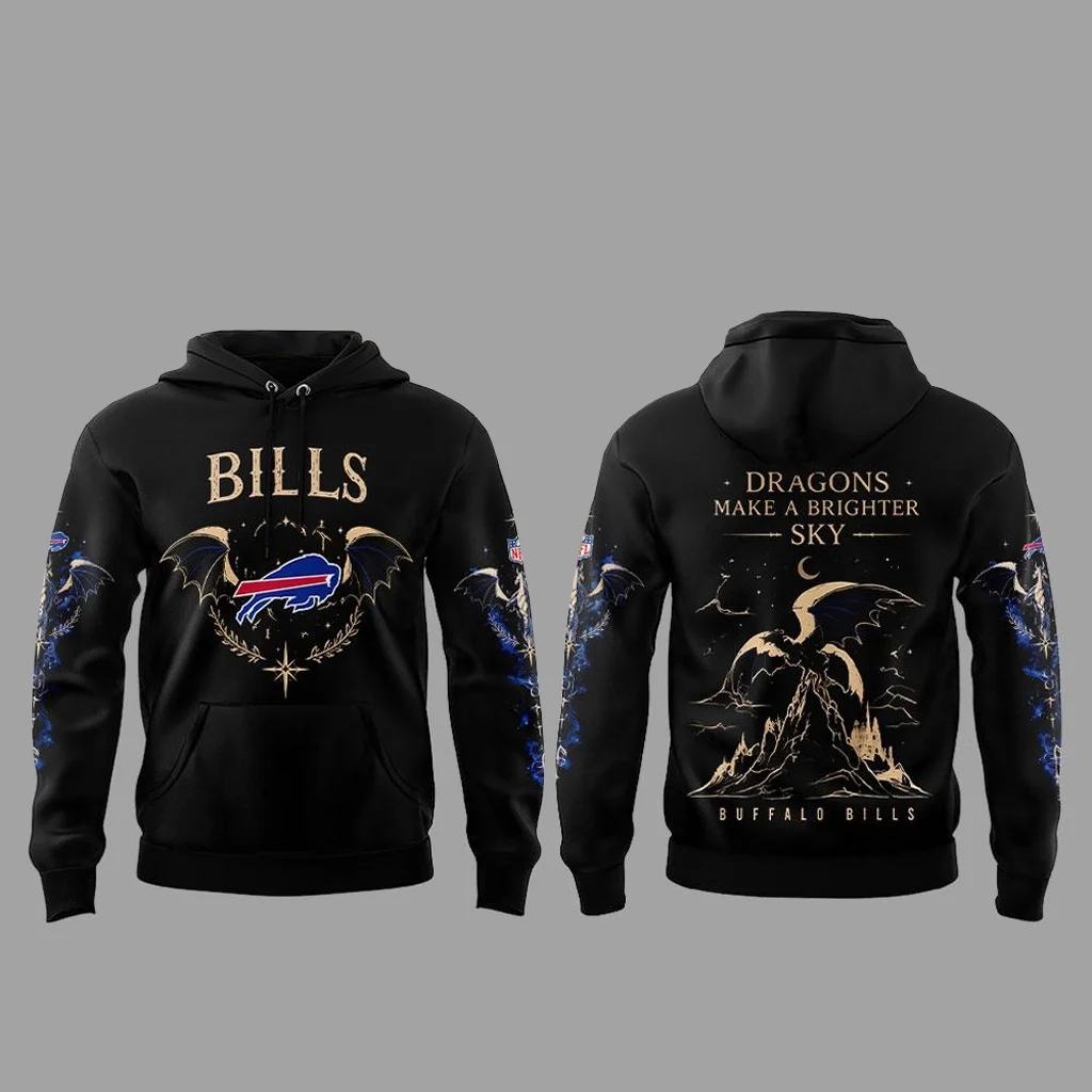 Buffalo Bills x Fourth Wing Night 2026 Black Graphic Hoodie for Football and Fourth Wing Fans