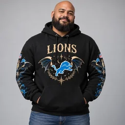 Detroit Lions x Fourth Wing Night 2026 Black Graphic Hoodie for Football and Fourth Wing Fans