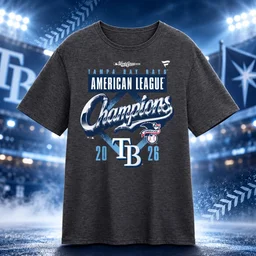 Tampa Bay Rays Fanatics Heather Charcoal 2026 American League Champions Locker Room Shirt