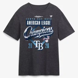 Tampa Bay Rays Fanatics Heather Charcoal 2026 American League Champions Locker Room Shirt