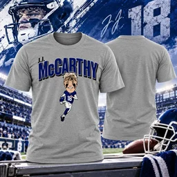 New York Giants J.J. McCarthy New York Caricature Graphic Shirt for Football Fans