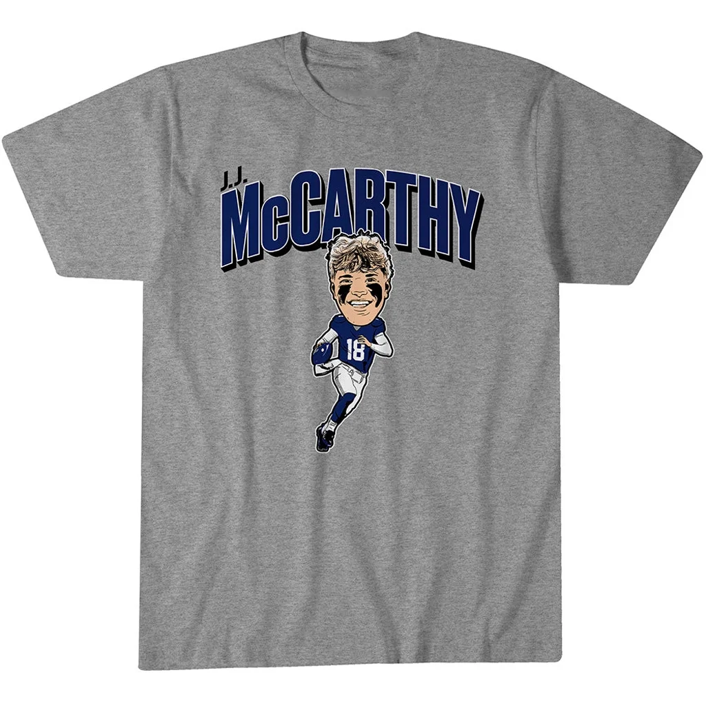 New York Giants J.J. McCarthy New York Caricature Graphic Shirt for Football Fans