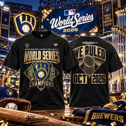 Milwaukee Brewers Black 2026 World Series Champions Locker Room Shirt