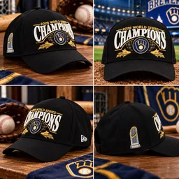 Milwaukee Brewers Black 2026 World Series Champions Locker Room Graphic Hat for Baseball Fans