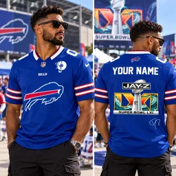 Custom Name And Number Buffalo Bills x Jay-Z Super Bowl LXI Football Jersey