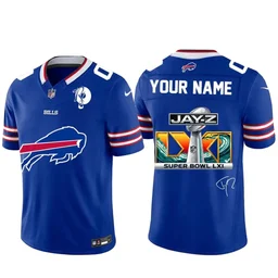 Custom Name And Number Buffalo Bills x Jay-Z Super Bowl LXI Football Jersey