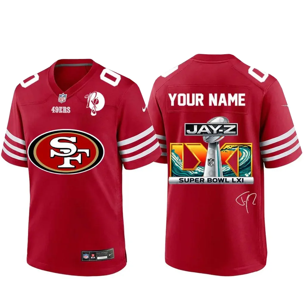 Custom Name And Number San Francisco 49ers x Jay-Z Super Bowl LXI Football Jersey